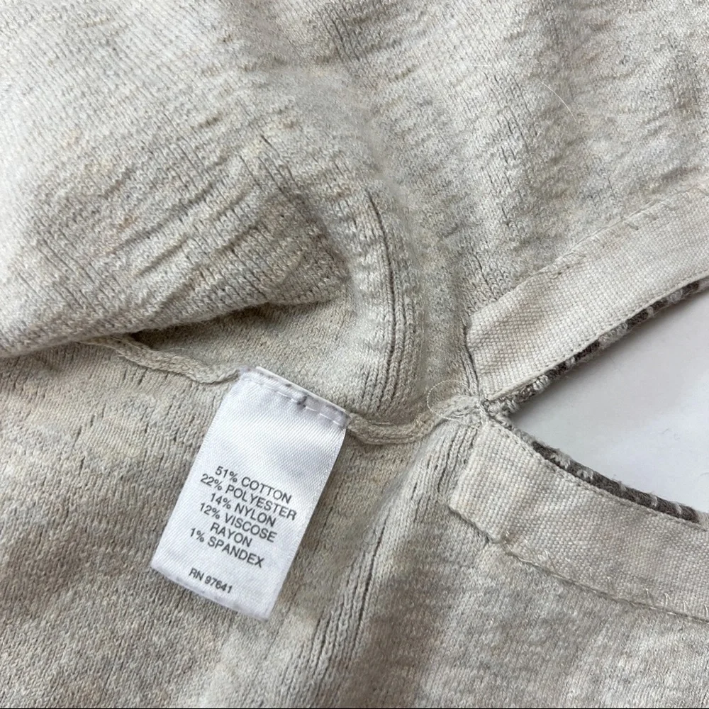 Pure Jill J. Jill Cream Brown Jacquard Open Front Cardigan Sweater